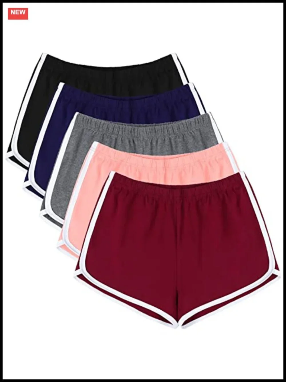 5 Pack Cotton Dolphin Shorts Mid Rise Athletic Yoga Workout Bottoms
